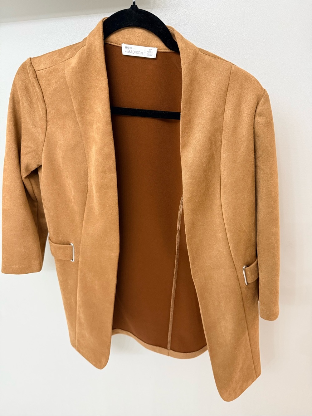 Madison Camel Open-Front Blazer Jacket